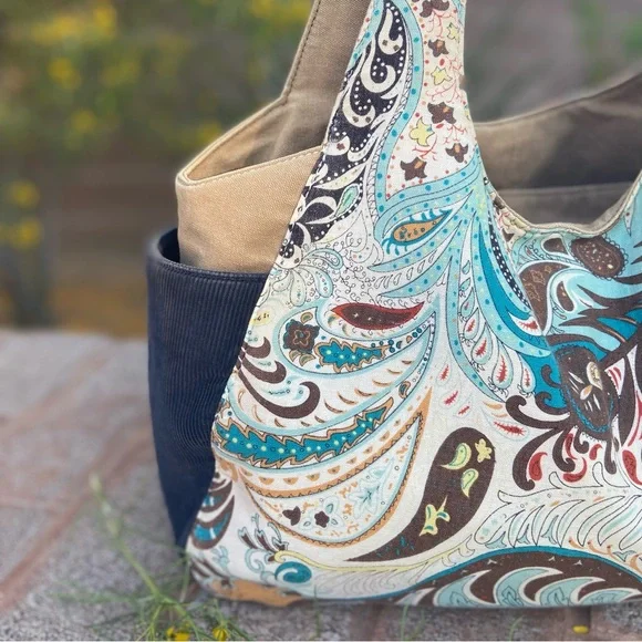 Paisley Multicolor Tote Boho Bag POCKETS POCKETS POCKETS Diaper Bag??? - Picture 3 of 14